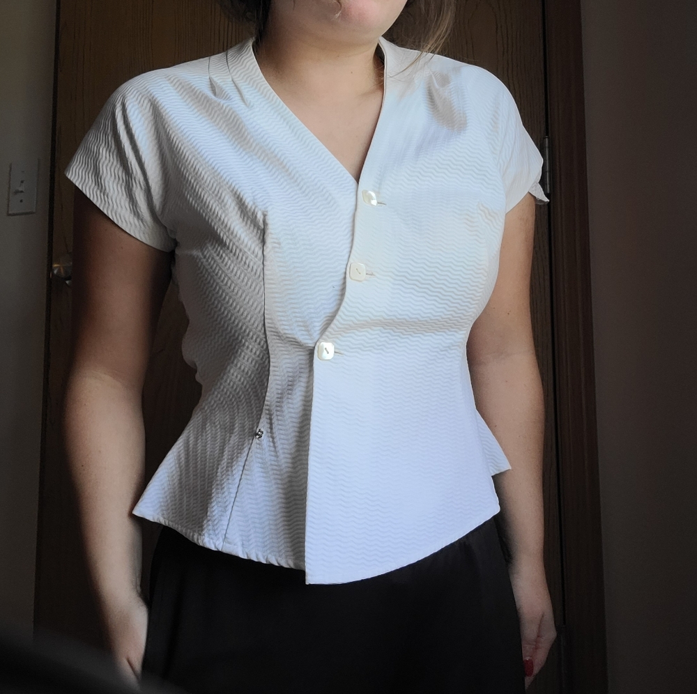 White Chevron Peplum Top